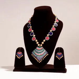 Bishnupur Handpainted Terracotta Necklace Set 09