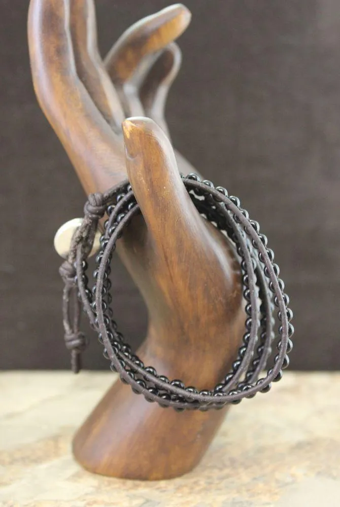 Black Leather Bracelet Wrap