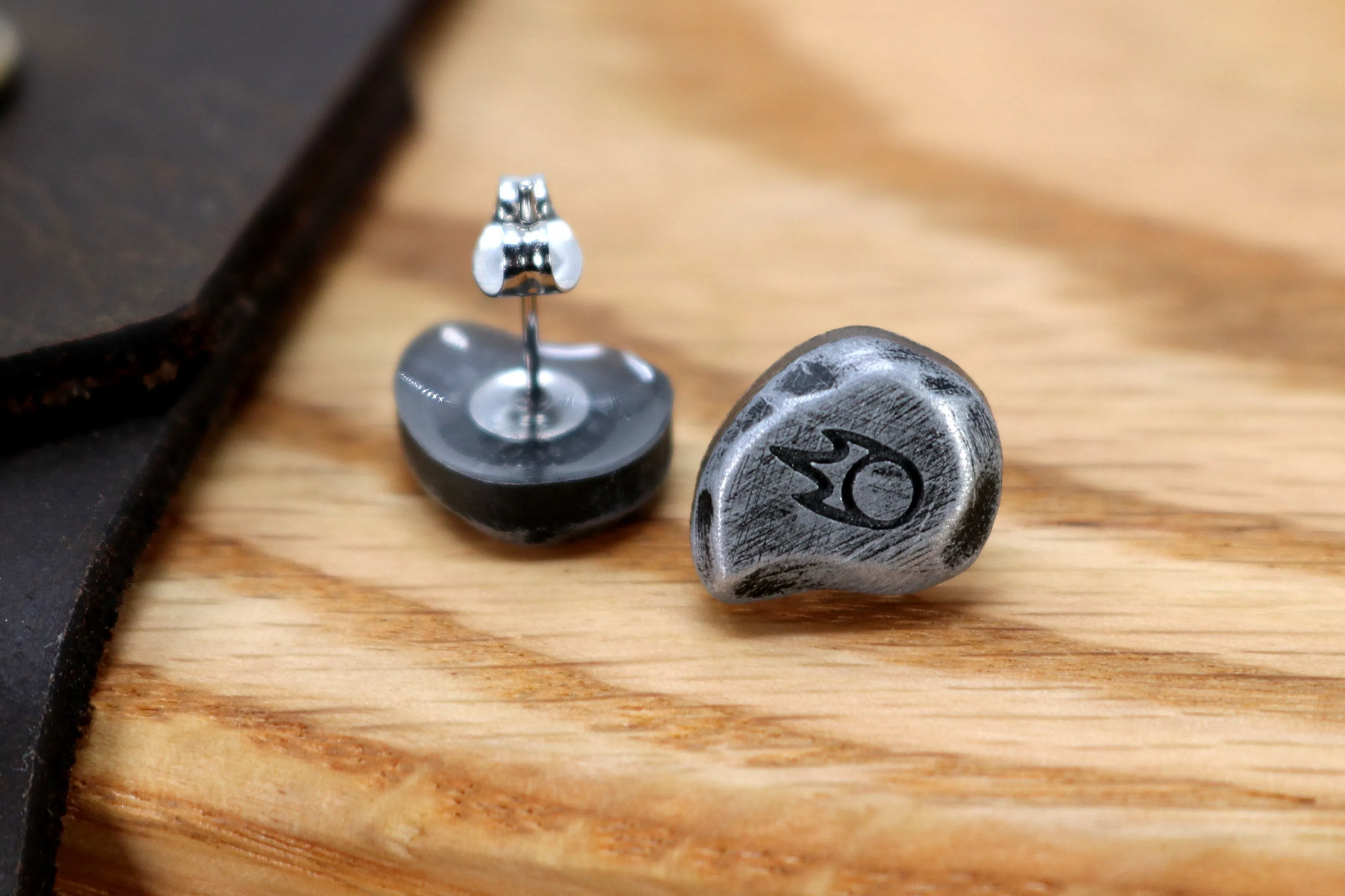 Black Mage Job Icon Stainless Steel Studded Earrings Pair - FFXIV