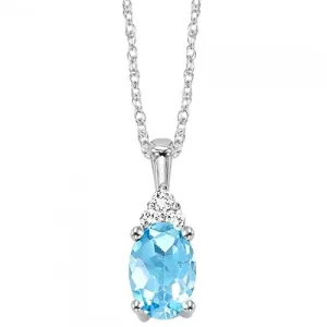 Blue Topaz and Diamond Pendant