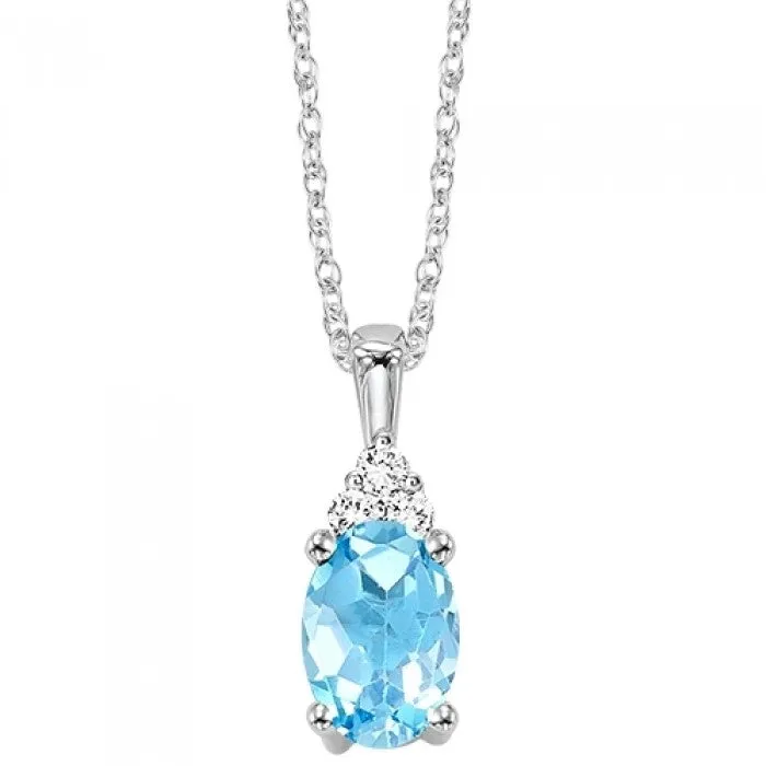 Blue Topaz and Diamond Pendant