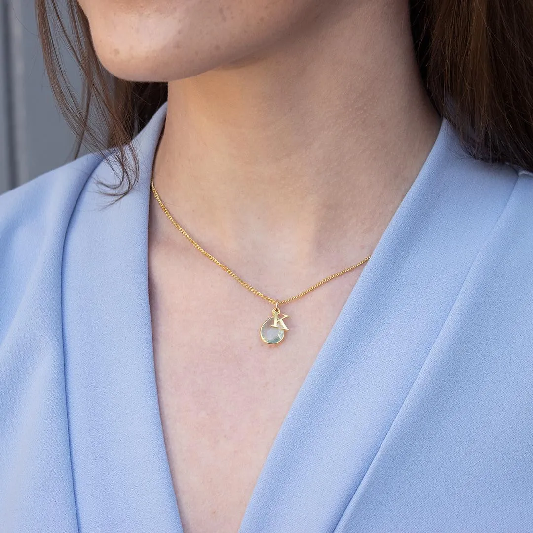 Blue Topaz Charm Necklace | Rose Gold - December