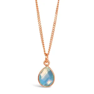 Blue Topaz Charm Necklace | Rose Gold - December