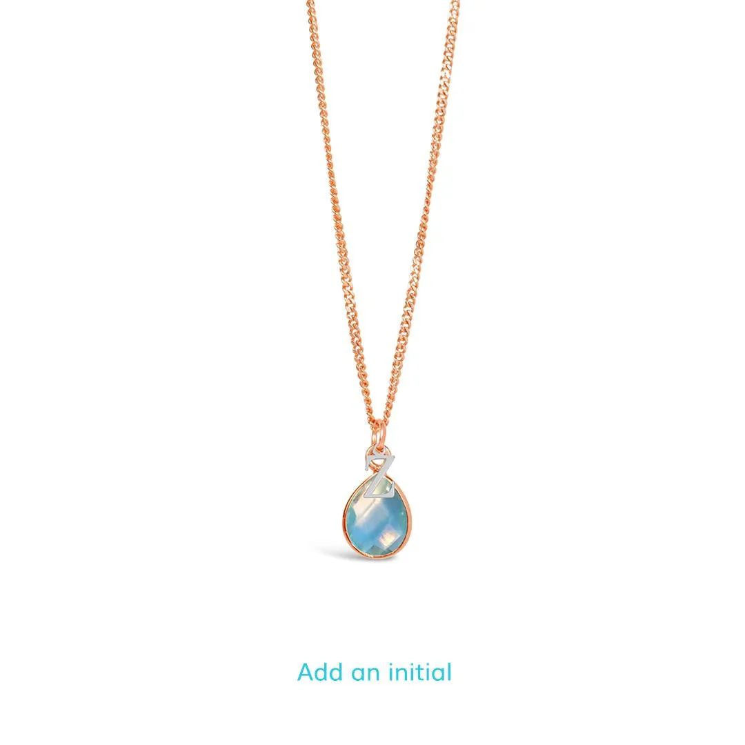 Blue Topaz Charm Necklace | Rose Gold - December