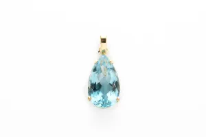 Blue Topaz Pear Shape Drop Pendant Charm 18k 750 Yellow Gold