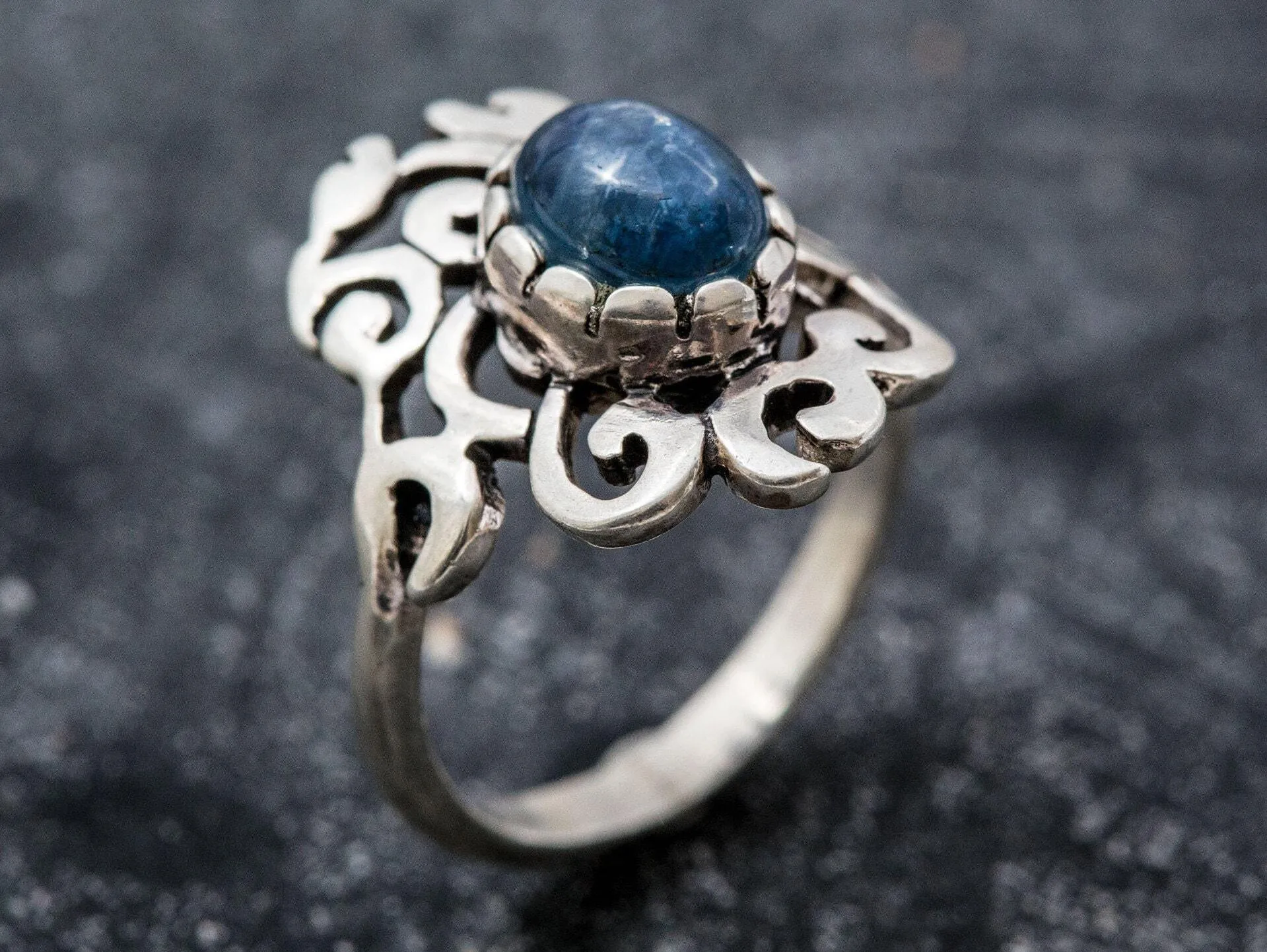 Blue Tourmaline Ring - Statement Boho Ring - Tourmaline Solitaire Ring