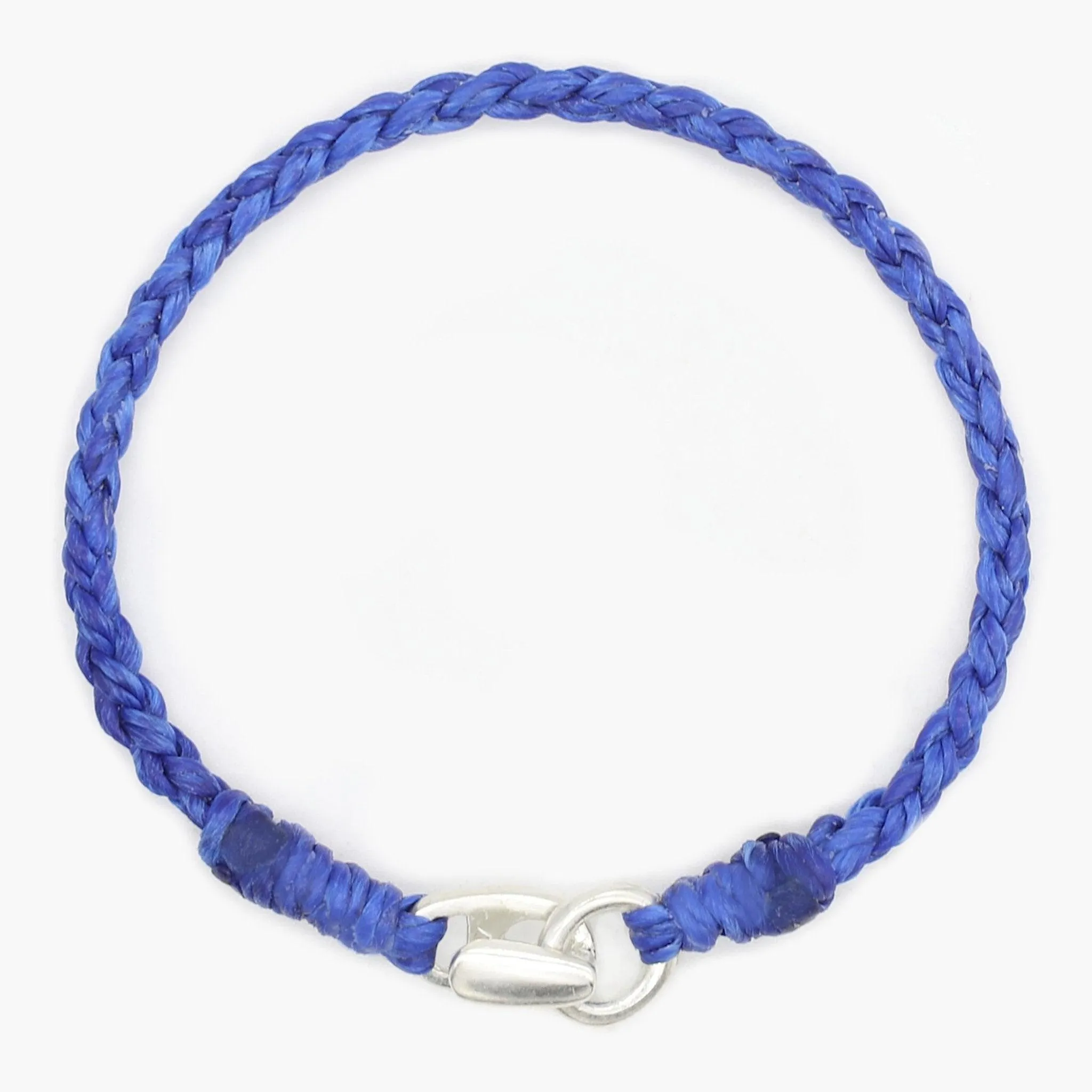 Braided "Antibes" Bracelets With Silver Clasp (Navy Blue)