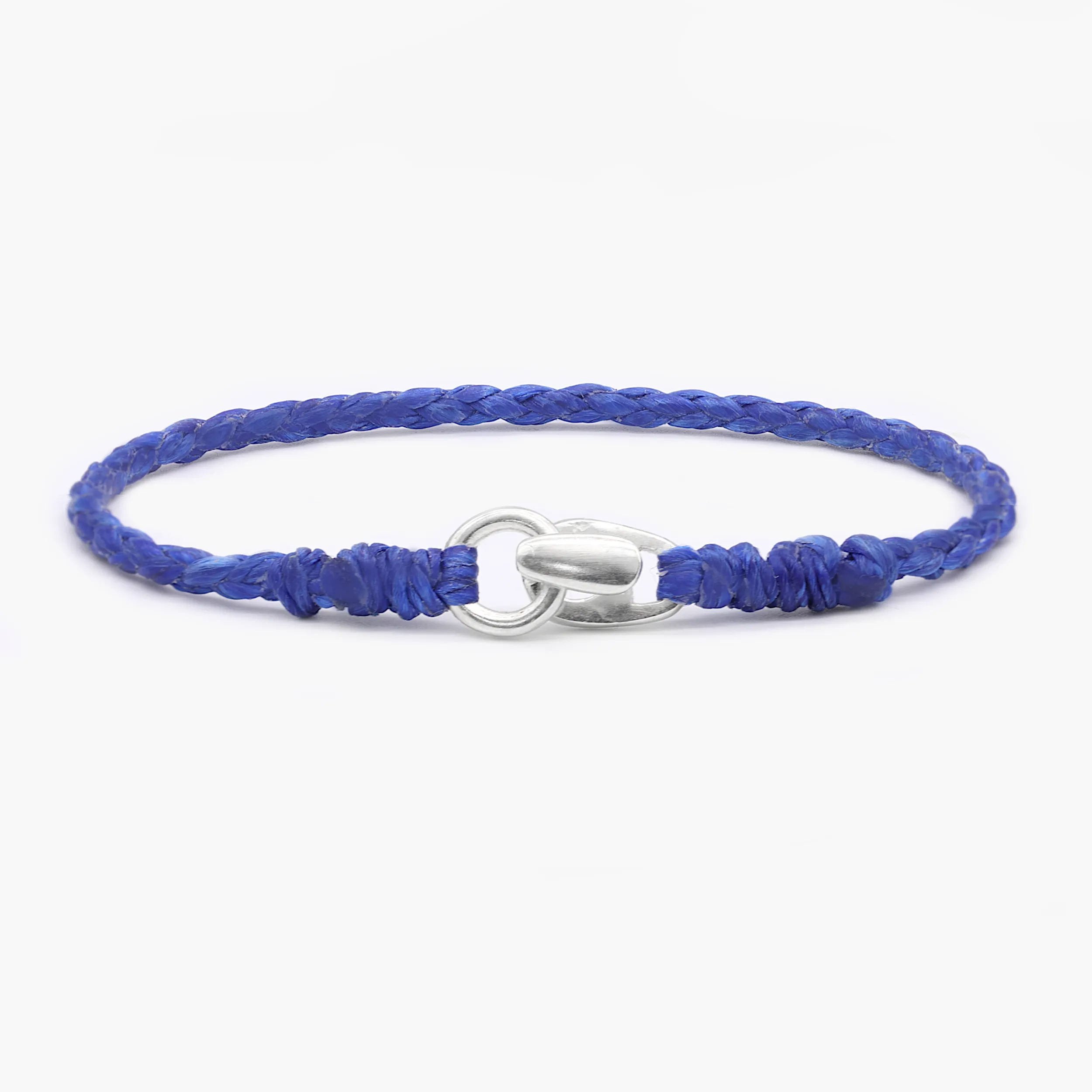 Braided "Antibes" Bracelets With Silver Clasp (Navy Blue)