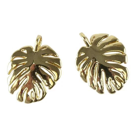 Brass Pendants - Monstera Leaf - 18k Gold Plated - Pkg/2