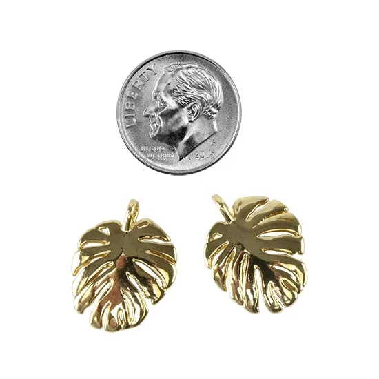 Brass Pendants - Monstera Leaf - 18k Gold Plated - Pkg/2