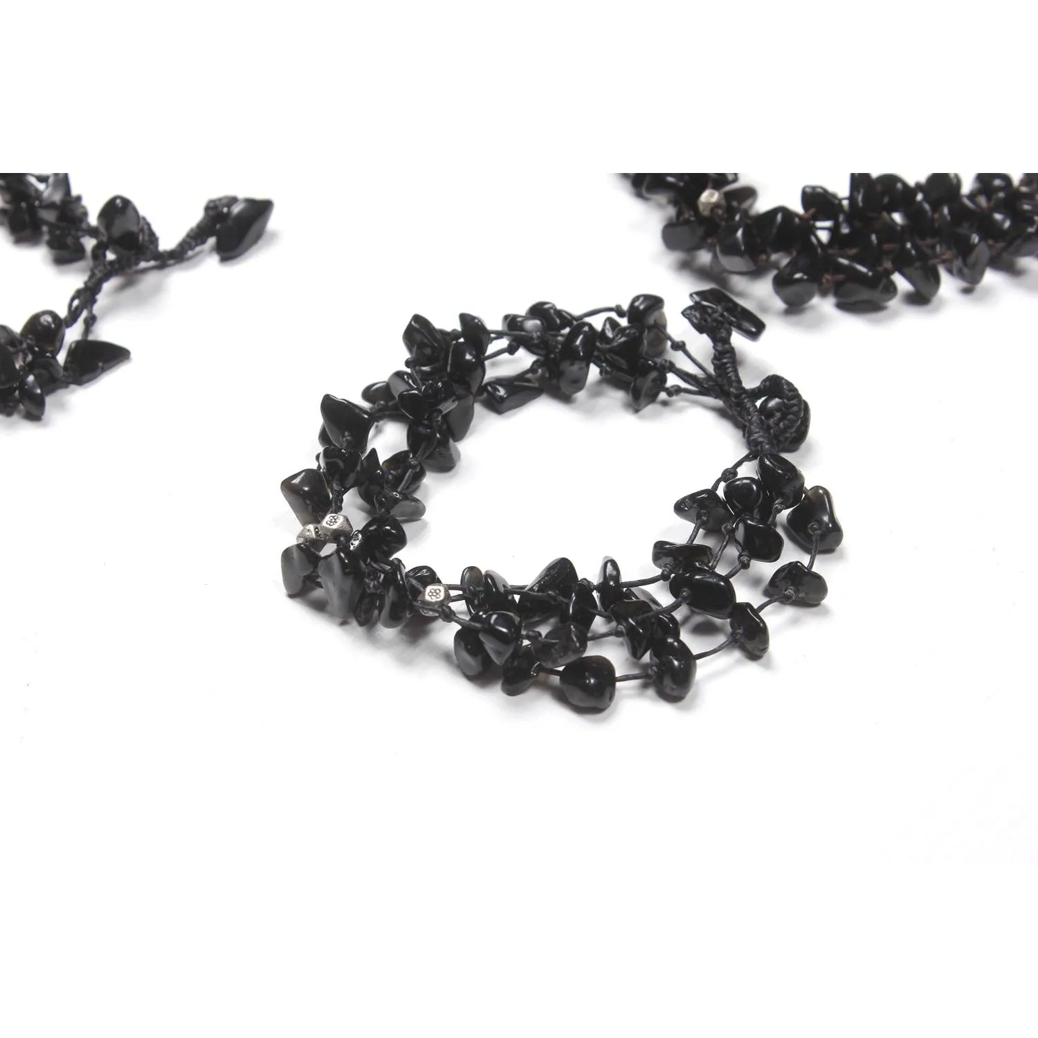 BUNDLE: 4-string Stone Bracelet Black 4 Pieces - Thailand