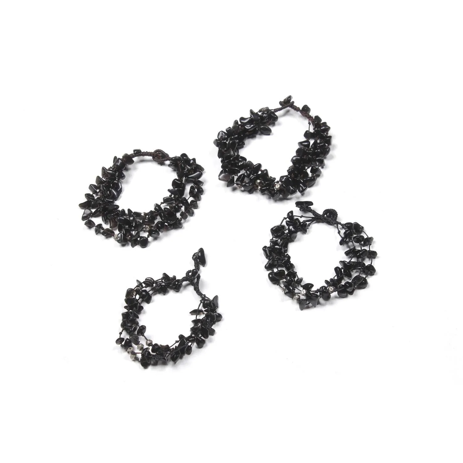 BUNDLE: 4-string Stone Bracelet Black 4 Pieces - Thailand