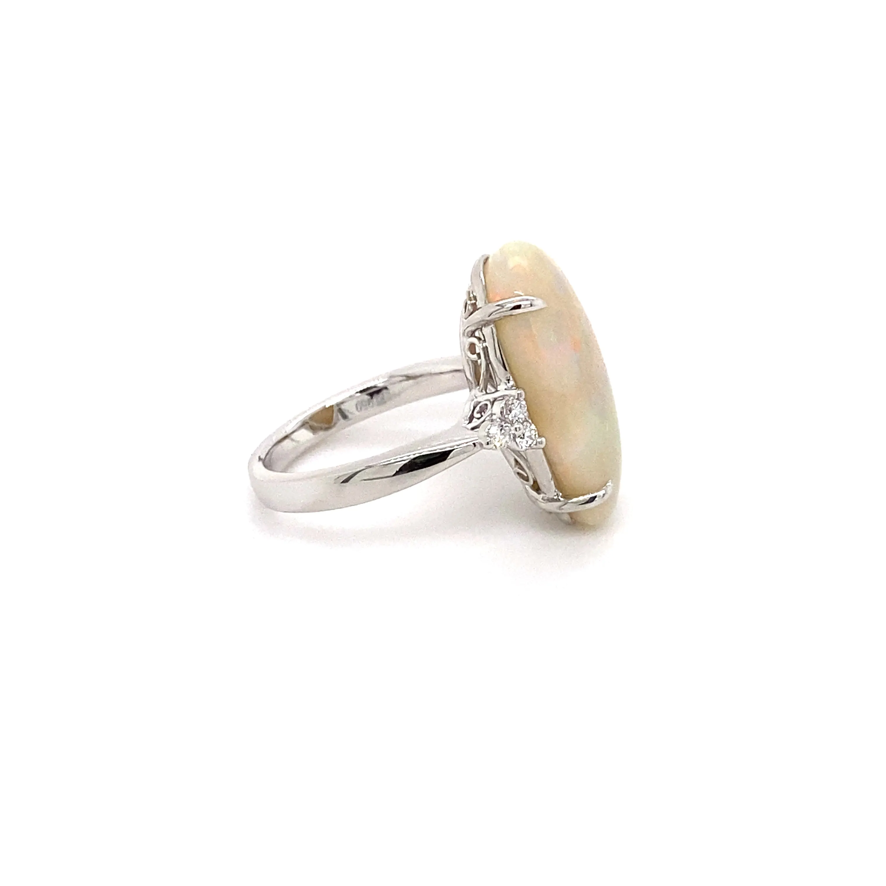 Camilla White Opal Platinum Ring