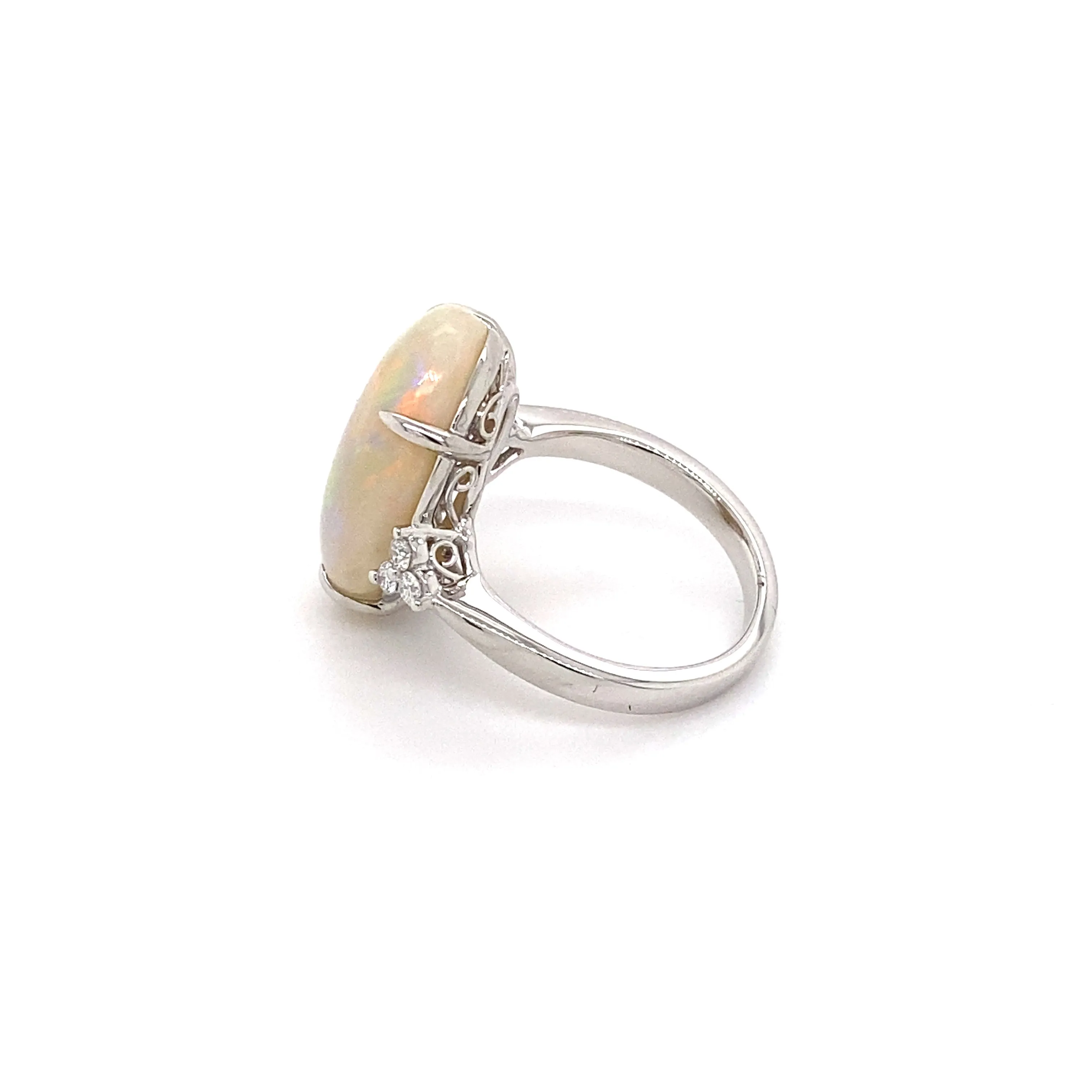 Camilla White Opal Platinum Ring