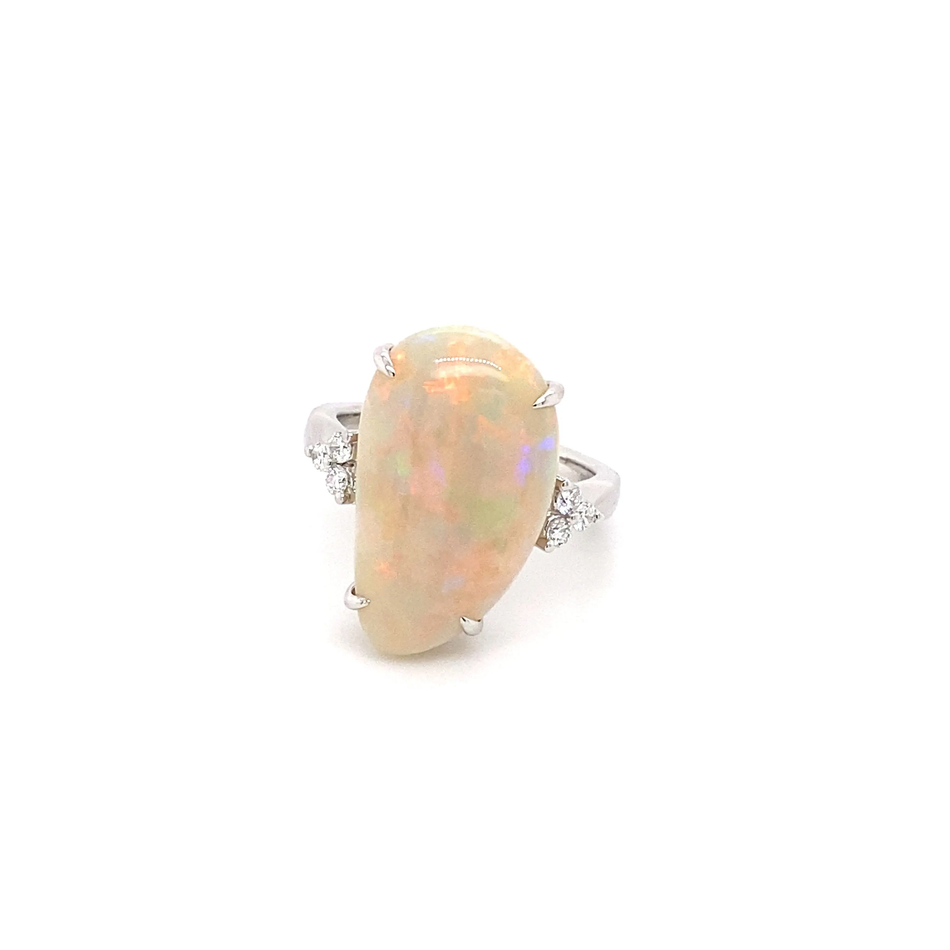 Camilla White Opal Platinum Ring