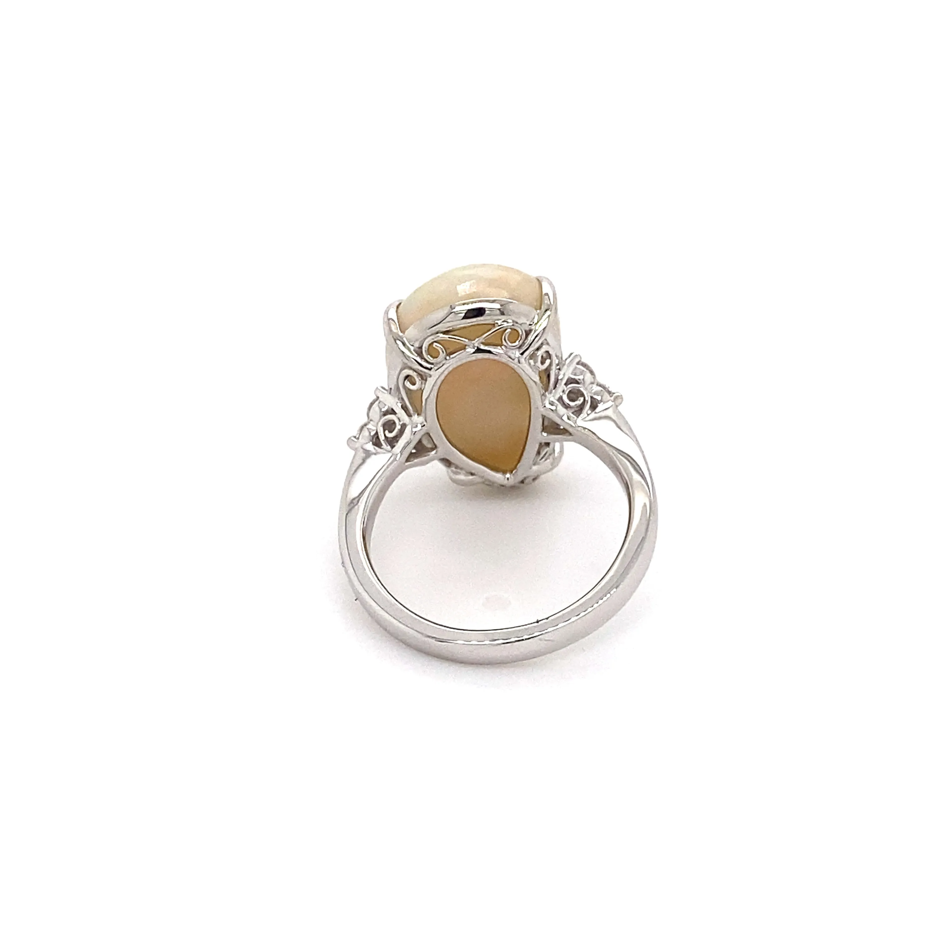 Camilla White Opal Platinum Ring