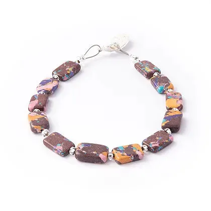 Carrie Elspeth Aubergine Mosaic Rectangles Beaded Bracelet