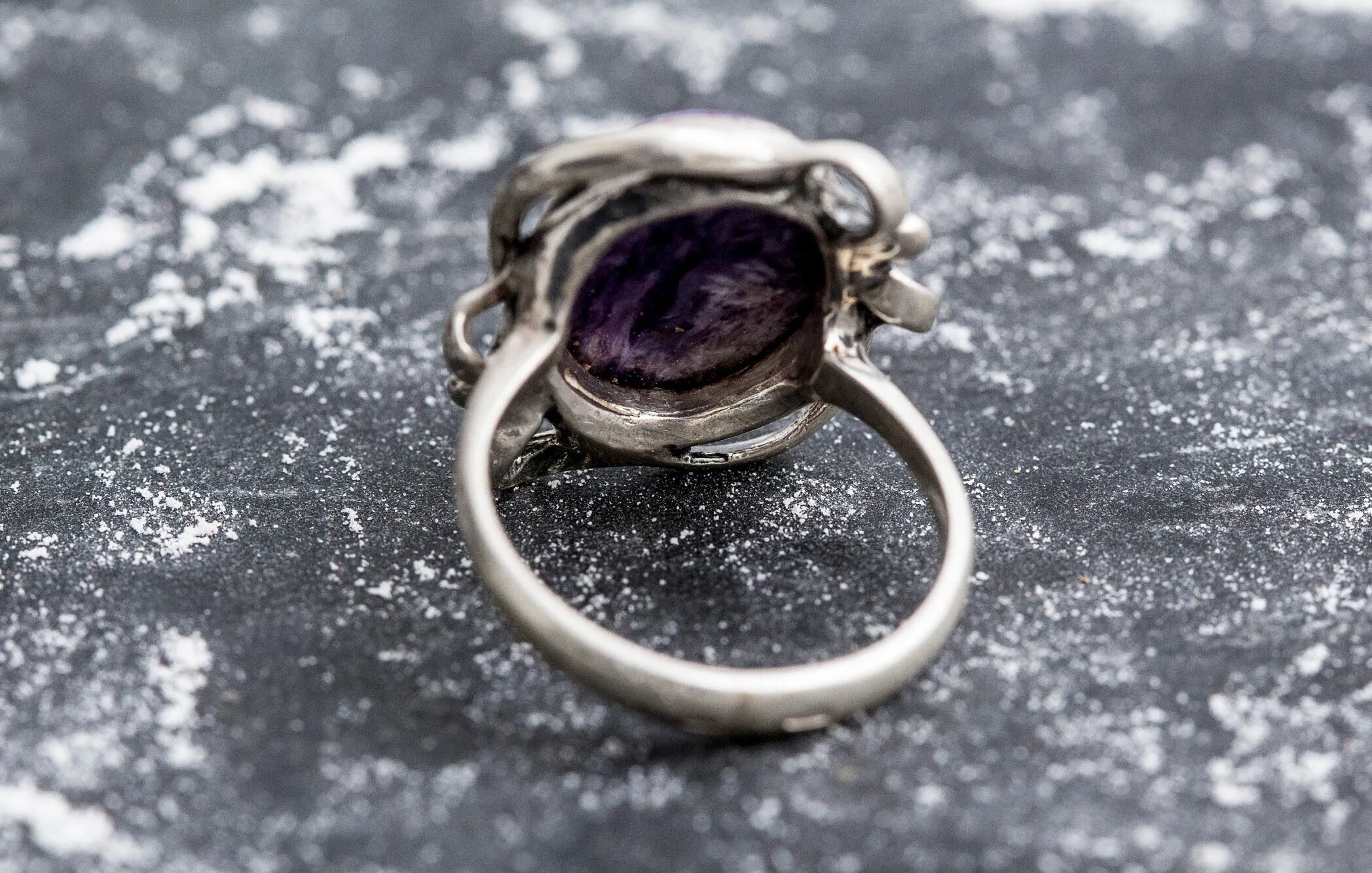 Charoite Ring - Purple Statement Ring - Oval Charoite Ring