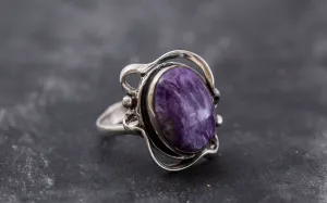 Charoite Ring - Purple Statement Ring - Oval Charoite Ring