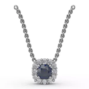 Classic Round Sapphire and Diamond Pendant