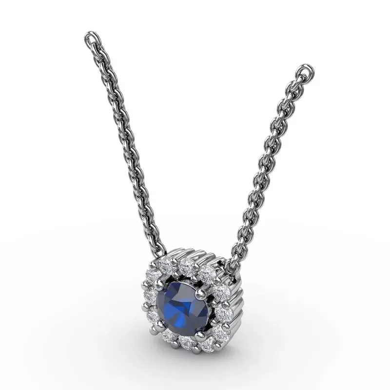 Classic Round Sapphire and Diamond Pendant