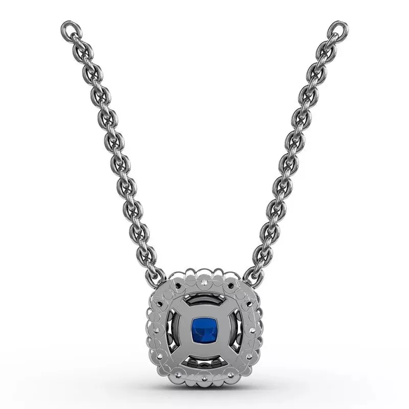 Classic Round Sapphire and Diamond Pendant