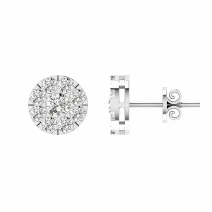 Cluster Diamond Stud Earrings With 0.15ct Diamonds In 9K White Gold