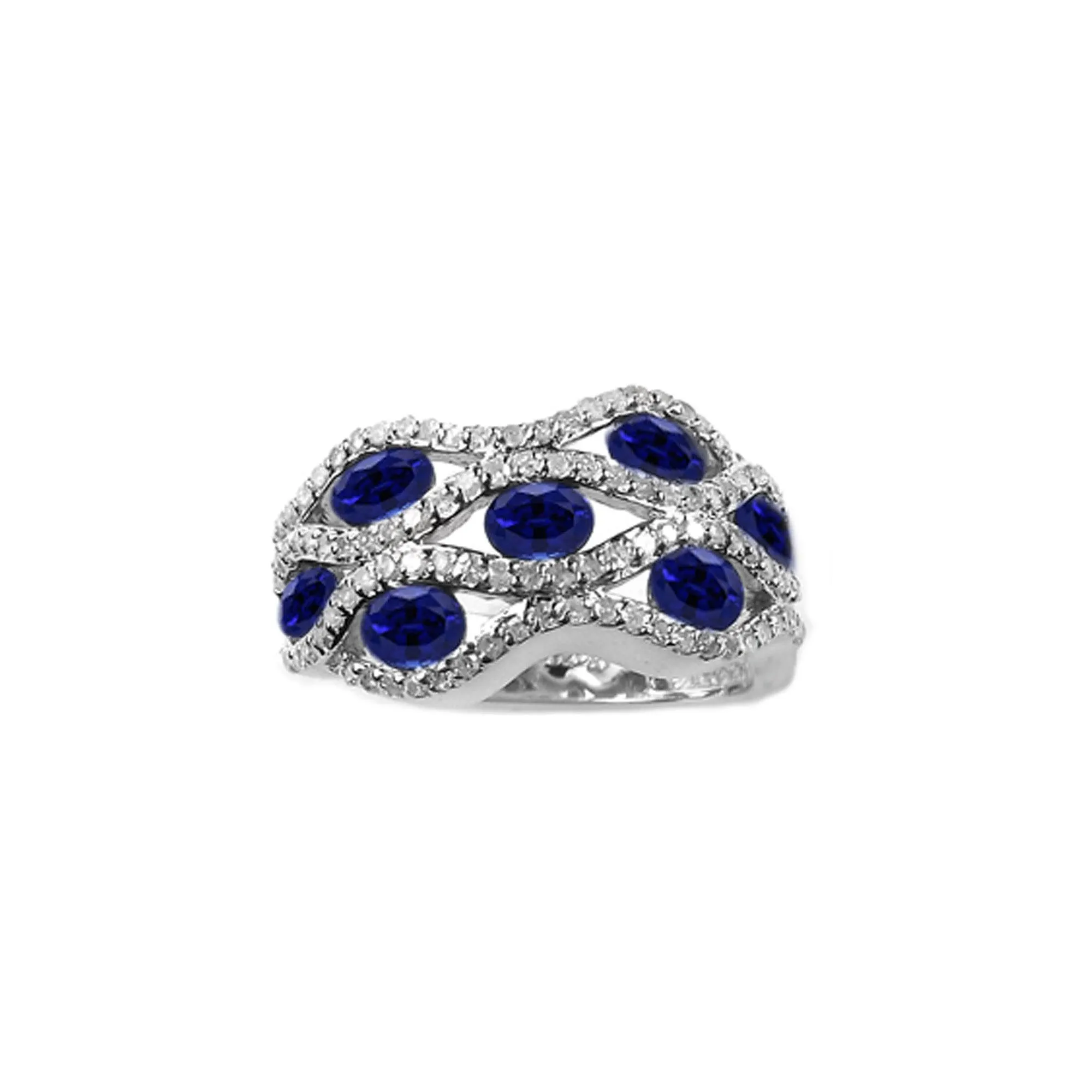 Created Blue and White Sapphire Estate Ring