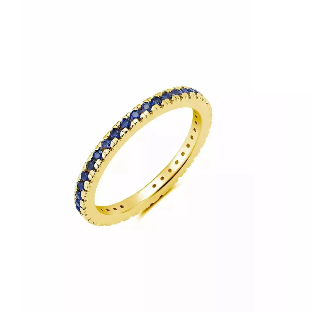 CRISLU SAPPHIRE CUBIC ZIRCONIA THIN STACK RING