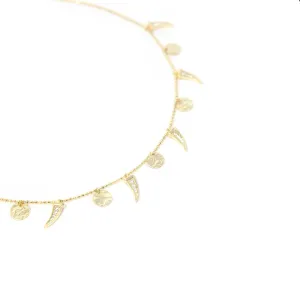 Crystal Horn and Charm Choker Necklace