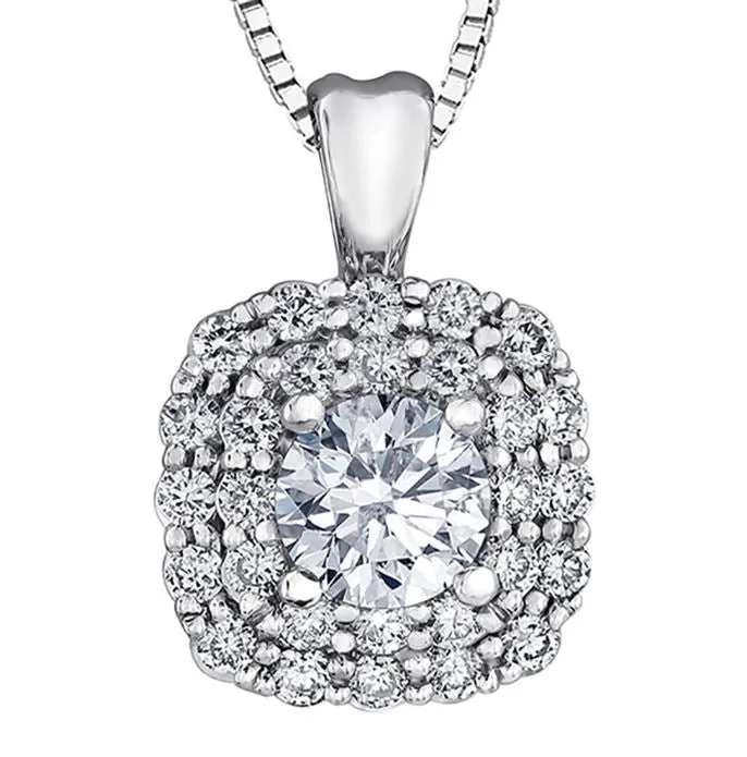 Cushion Canadian Diamond Halo Pendant