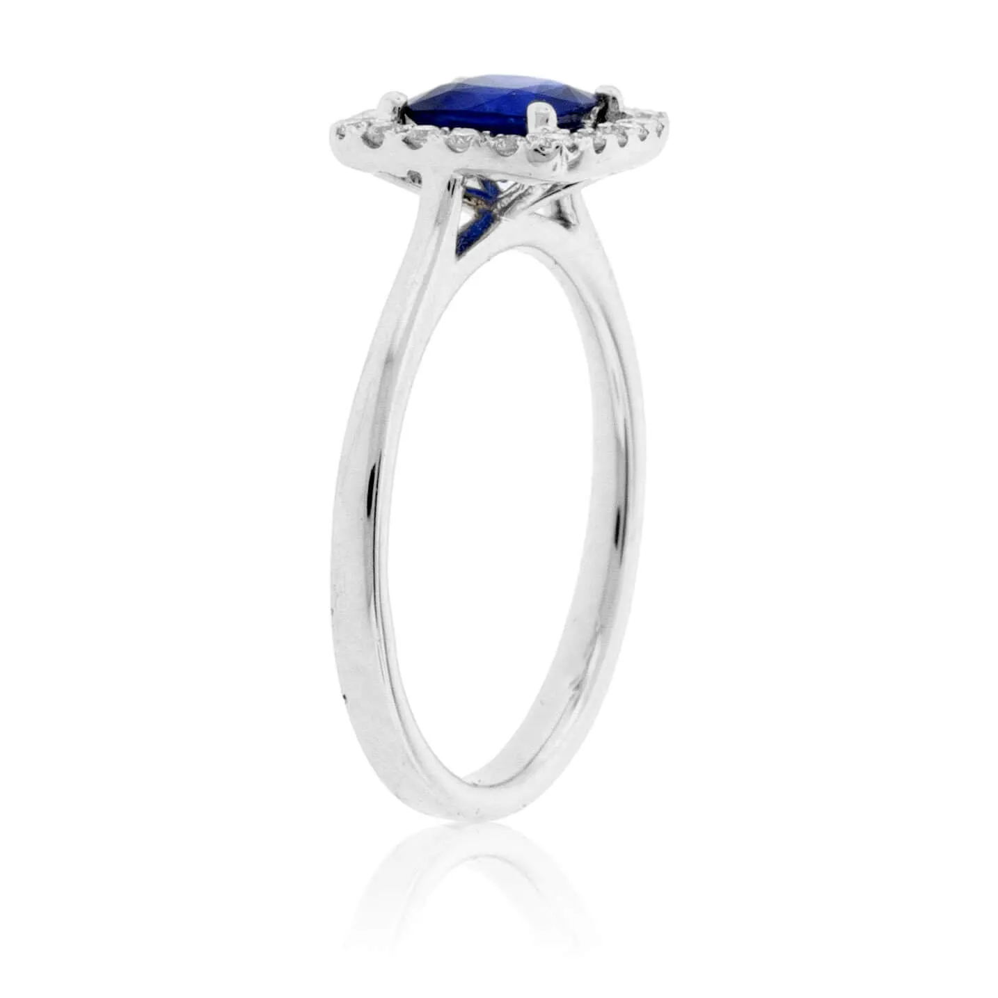 Cushion-Cut Blue Sapphire & Diamond Halo Ring