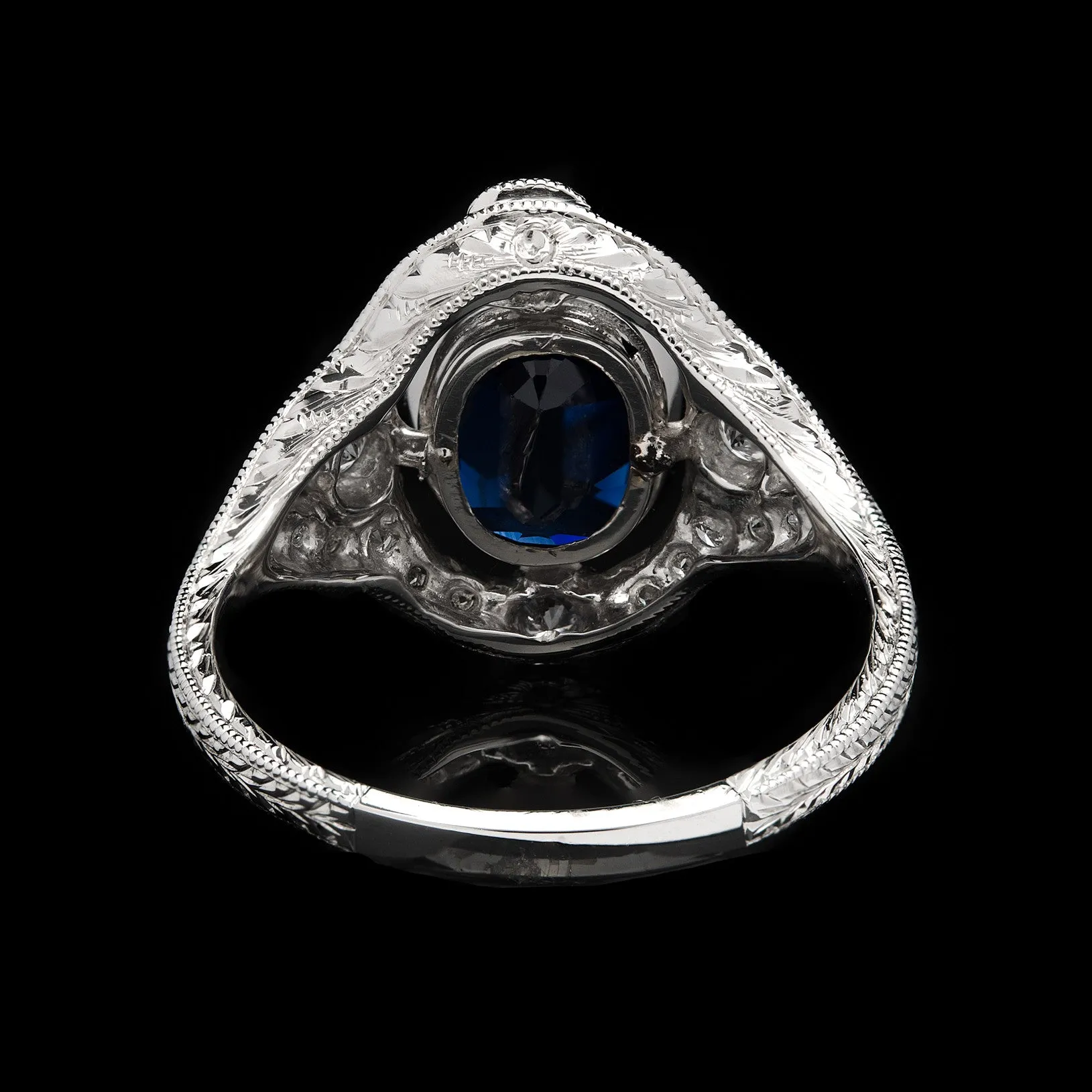 Cushion Cut Blue Sapphire Platinum Ring