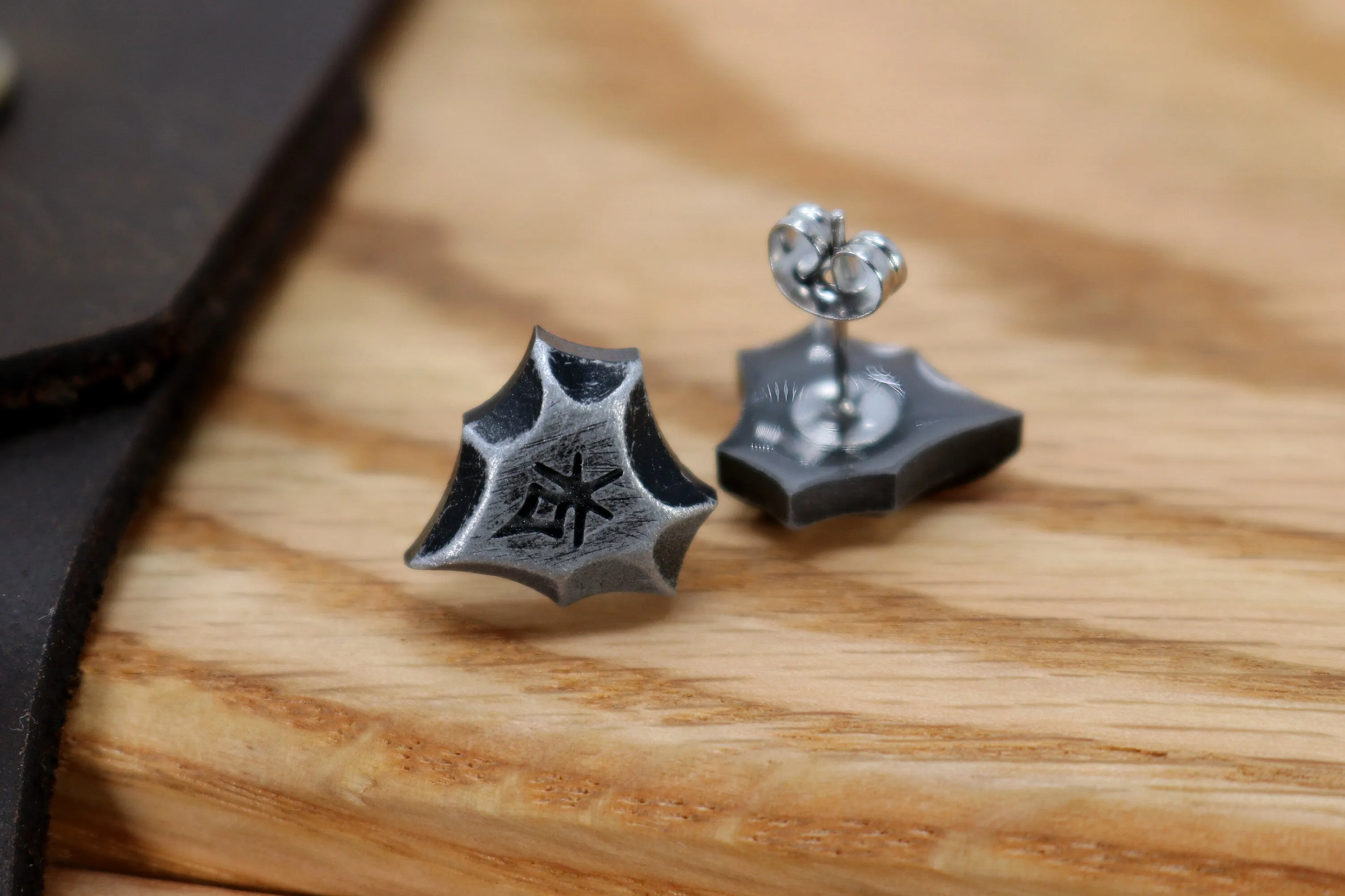 Dark Knight Job Icon Stainless Steel Studded Earrings Pair - FFXIV