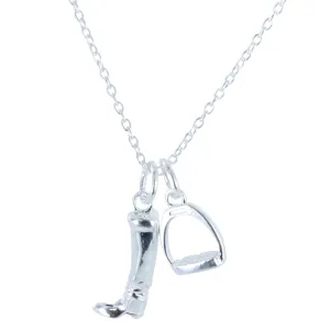 Detailed Sterling Silver Boot and Stirrup necklace