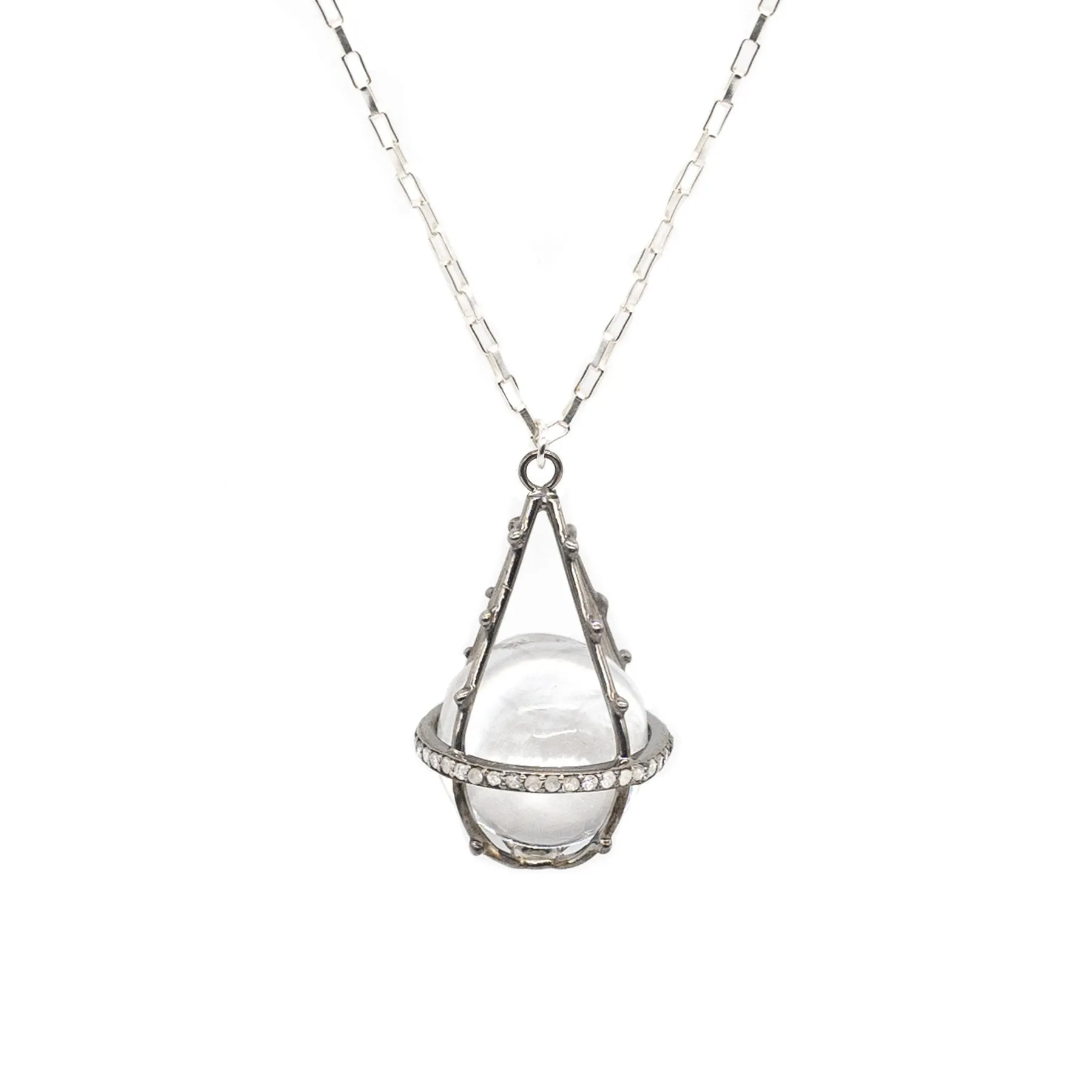 Diamond & Silver Crystal Ball Necklace