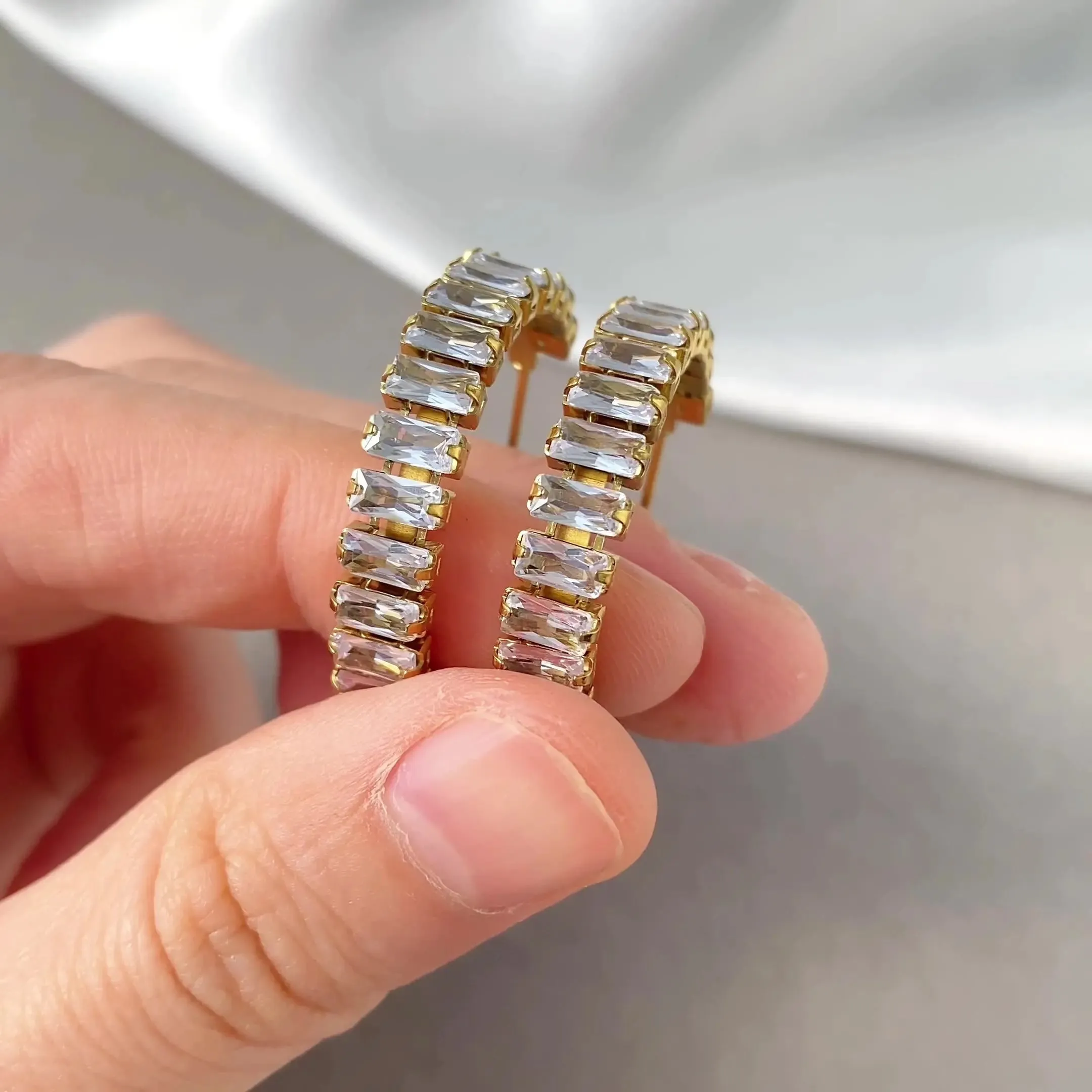 Diamond Huggie Hoop Earrings