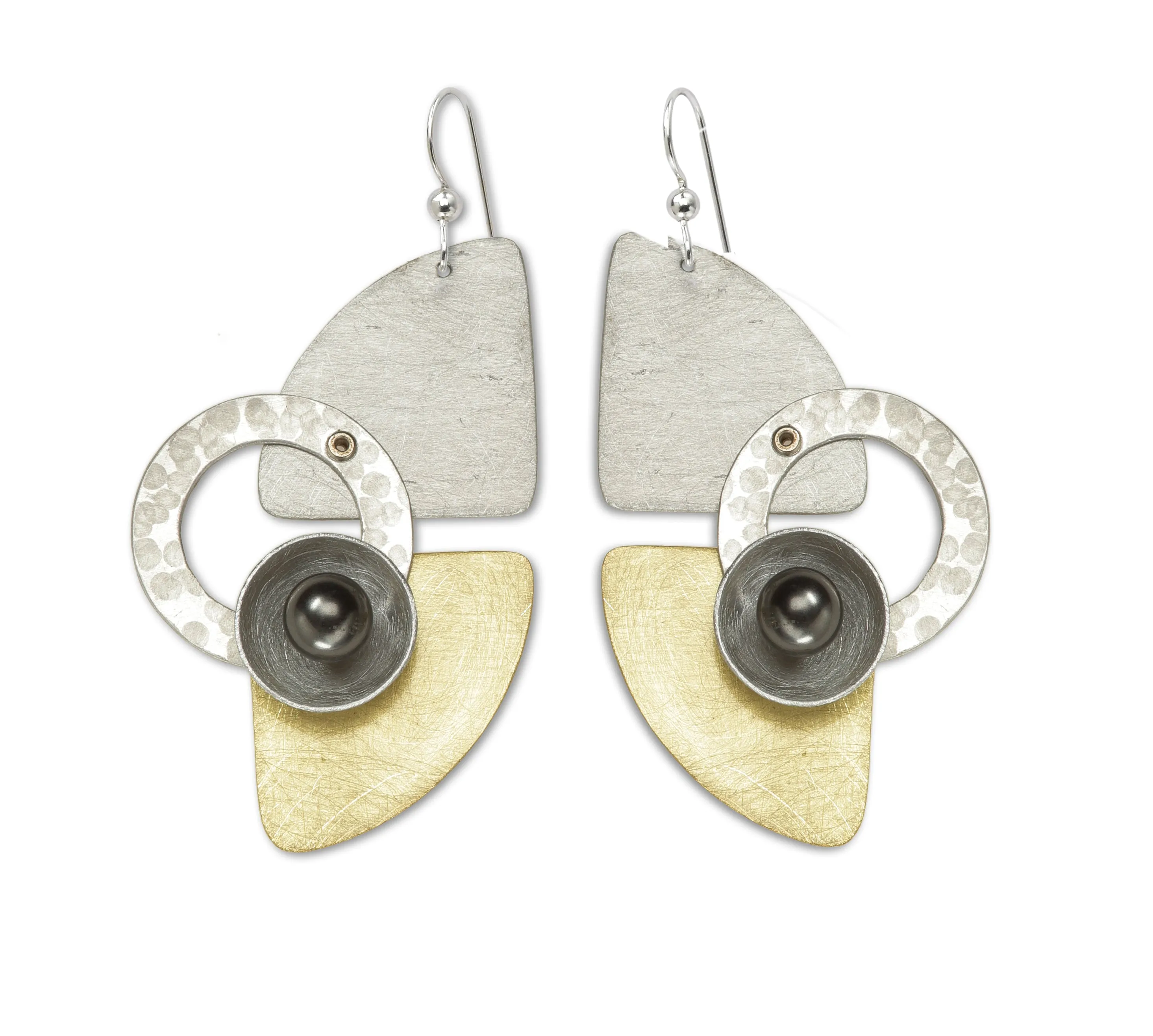 DRIFT Avant Gard Mixed Metal Statement Earrings with Accent Bead Options from the SCULPTURAL Collection