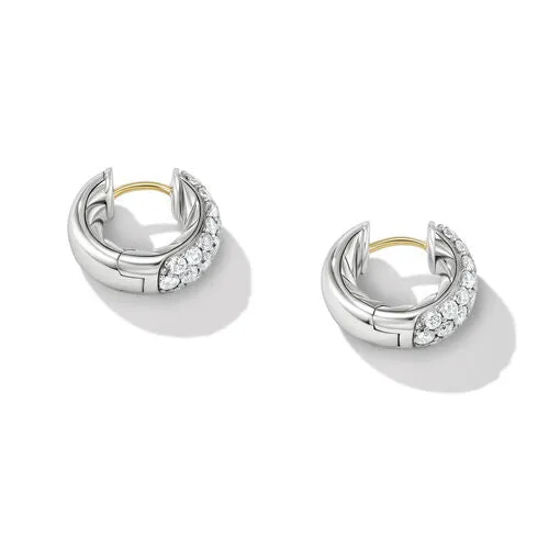 DY Mercer Micro Hoop Earrings in Sterling Silver with Pavé Diamonds