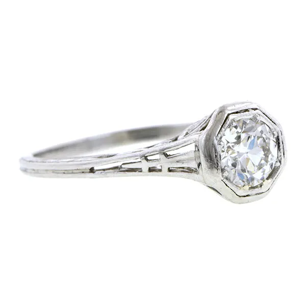 Edwardian Diamond Engagement Ring,  Old Euro 0.50ct