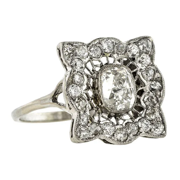 Edwardian Engagement Ring, Cushion 1.12ct