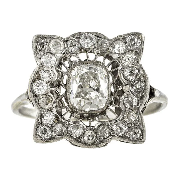 Edwardian Engagement Ring, Cushion 1.12ct