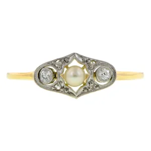 Edwardian Pearl & Diamond Ring