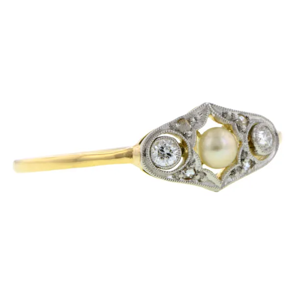 Edwardian Pearl & Diamond Ring