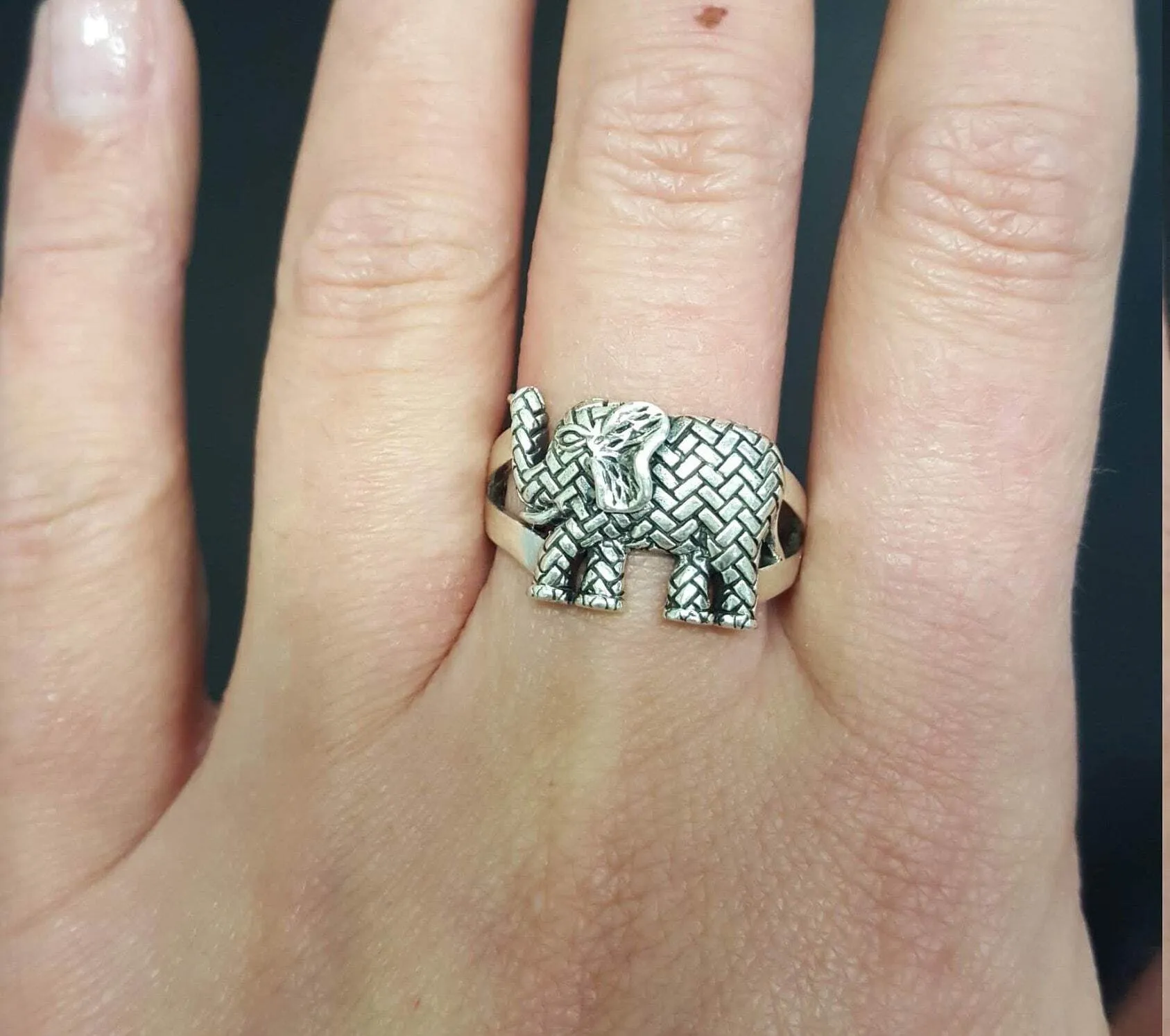 Elephant Silver Ring - Boho Silver Ring - Statement Elephant Ring