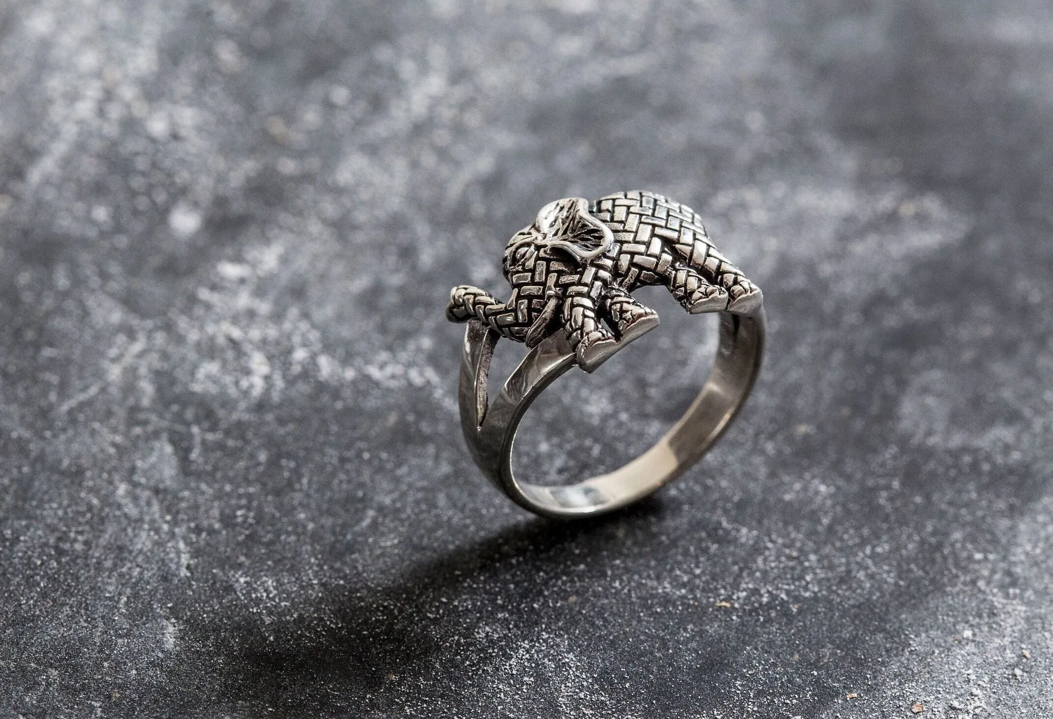 Elephant Silver Ring - Boho Silver Ring - Statement Elephant Ring