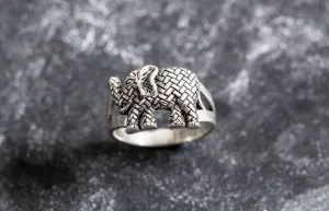 Elephant Silver Ring - Boho Silver Ring - Statement Elephant Ring