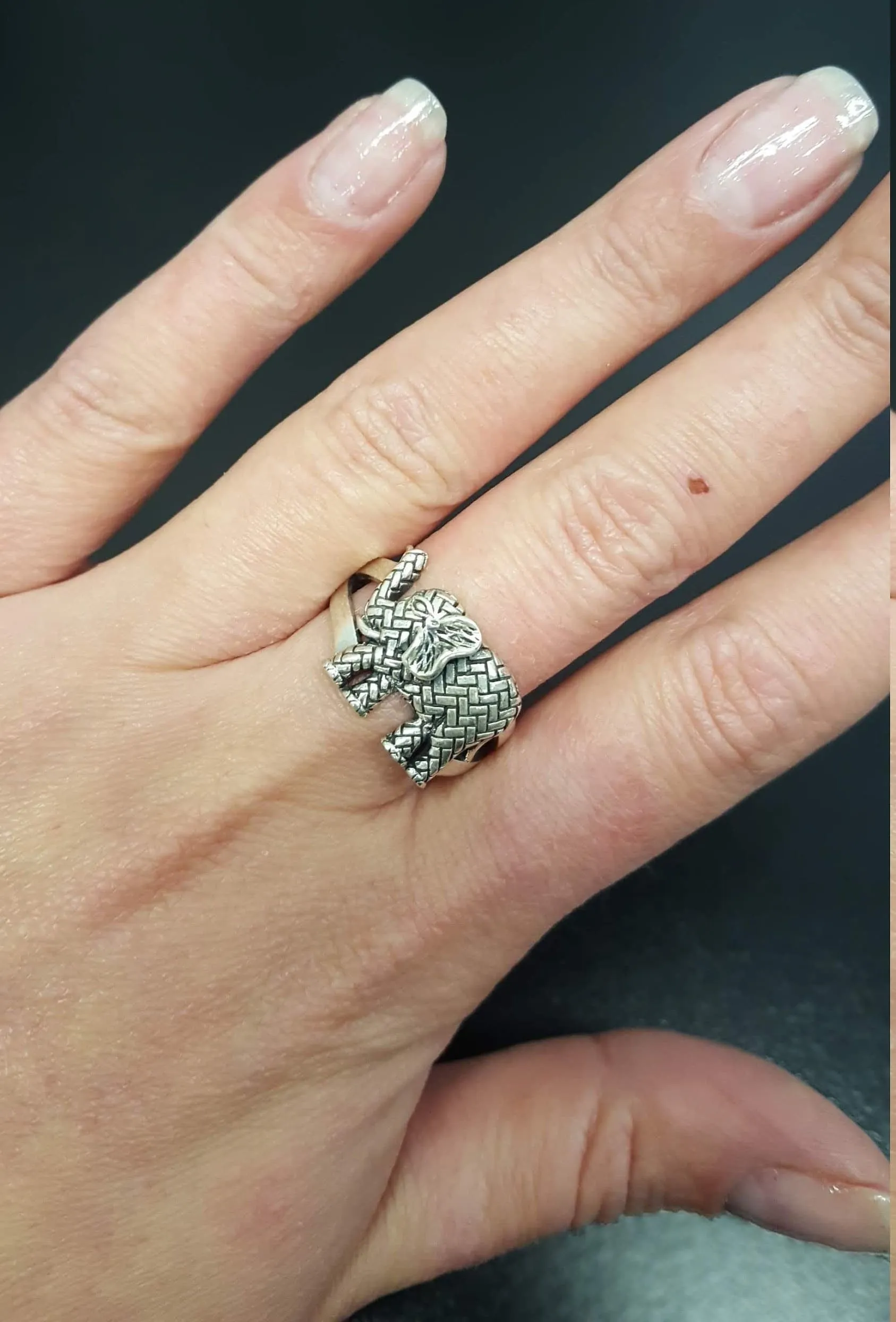 Elephant Silver Ring - Boho Silver Ring - Statement Elephant Ring