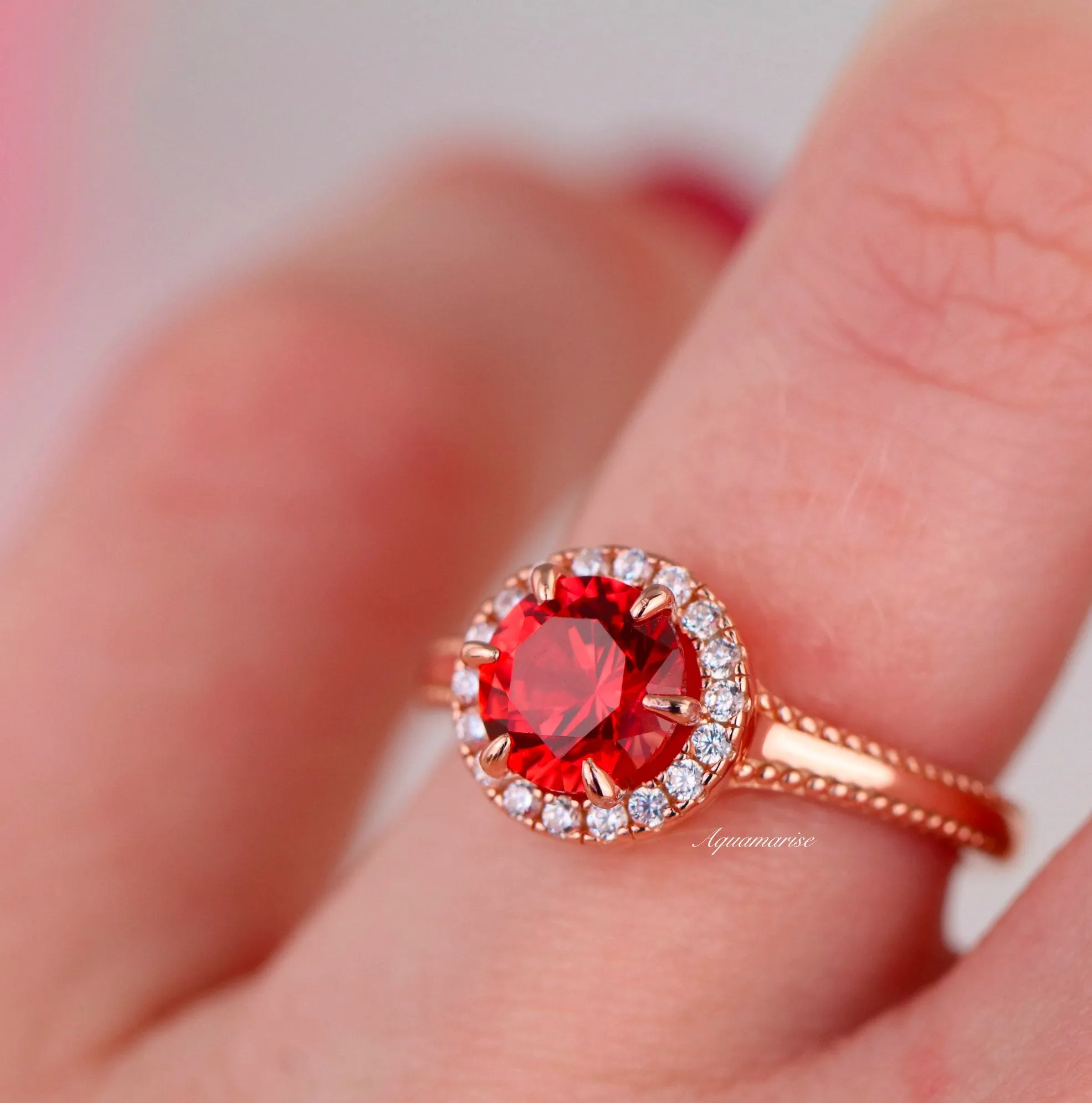 Ella Padparadscha Orange Sapphire Ring- 14K Rose Gold Vermeil