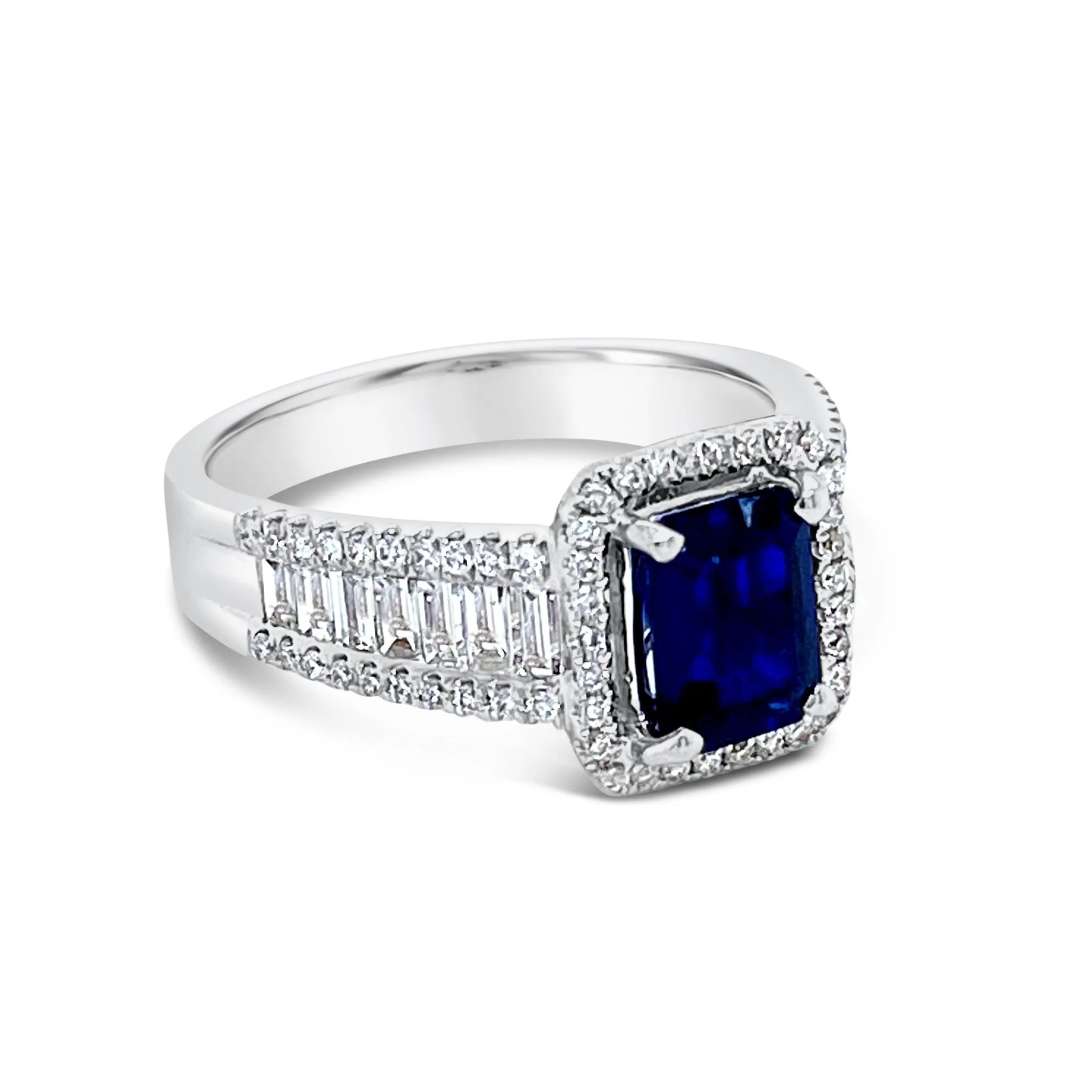 Emerald cut Sapphire & Diamonds "Nina" Ring